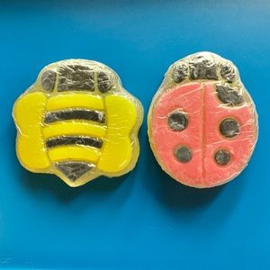 World Market Colorful Butterfly and Ladybug Shaped Soaps ~ 2 Piece Set
